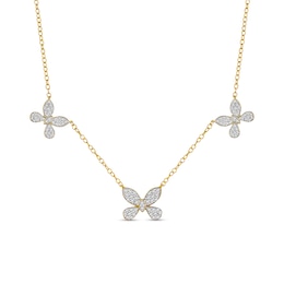1/2 CT. T.W. Diamond Butterfly Trio Station Necklace in 10K Gold