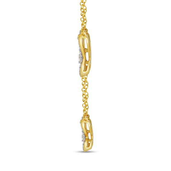 1/2 CT. T.w. Diamond Butterfly Trio Station Necklace in 10K Gold