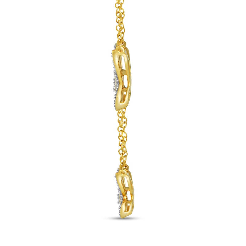 Main Image 3 of 1/2 CT. T.W. Diamond Butterfly Trio Station Necklace in 10K Gold