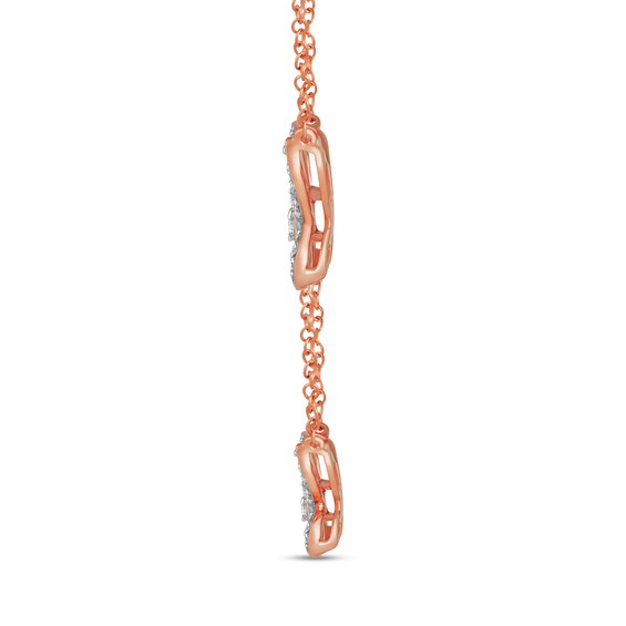 1/2 CT. T.w. Diamond Butterfly Trio Station Necklace in 10K Rose Gold