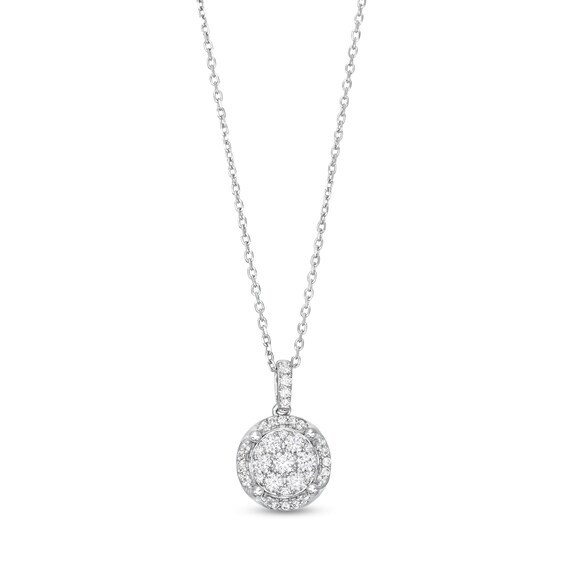 1/2 CT. T.w. Multi-Diamond Tulip Frame Drop Pendant in 10K White Gold - 19"