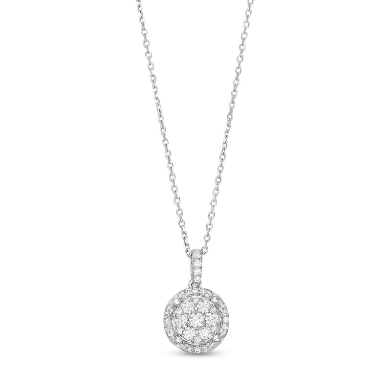 Main Image 1 of 1/2 CT. T.W. Multi-Diamond Tulip Frame Drop Pendant in 10K White Gold - 19"
