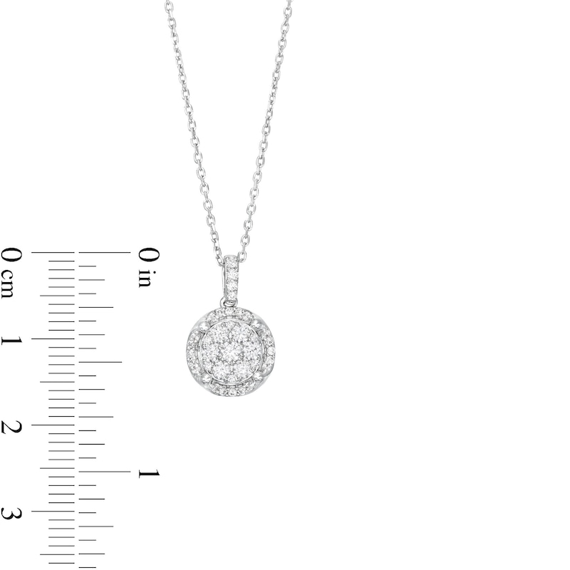 Main Image 3 of 1/2 CT. T.W. Multi-Diamond Tulip Frame Drop Pendant in 10K White Gold - 19"
