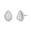 Thumbnail Image 1 of 1/2 CT. T.W. Pear-Shaped Multi-Diamond Tulip Frame Stud Earrings in 10K White Gold