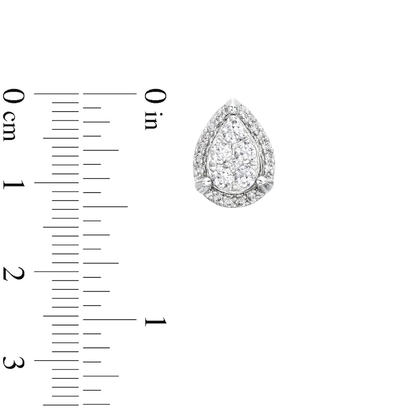 Main Image 3 of 1/2 CT. T.W. Pear-Shaped Multi-Diamond Tulip Frame Stud Earrings in 10K White Gold