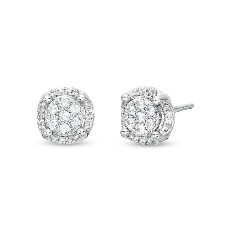 Main Image 1 of 1/2 CT. T.W. Multi-Diamond Tulip Frame Stud Earrings in 10K White Gold