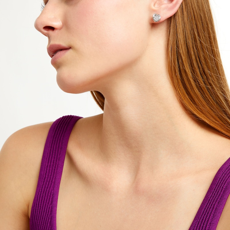 Main Image 2 of 1/2 CT. T.W. Multi-Diamond Tulip Frame Stud Earrings in 10K White Gold