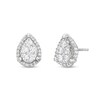Thumbnail Image 1 of 1/4 CT. T.W. Pear-Shaped Multi-Diamond Tulip Frame Stud Earrings in 10K White Gold