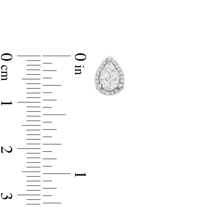 Main Image 3 of 1/4 CT. T.W. Pear-Shaped Multi-Diamond Tulip Frame Stud Earrings in 10K White Gold