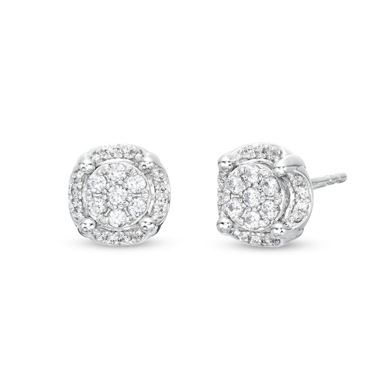 1/4 CT. T.w. Multi-Diamond Tulip Frame Stud Earrings in 10K White Gold