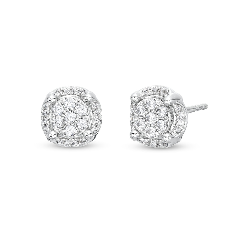 Main Image 1 of 1/4 CT. T.W. Multi-Diamond Tulip Frame Stud Earrings in 10K White Gold