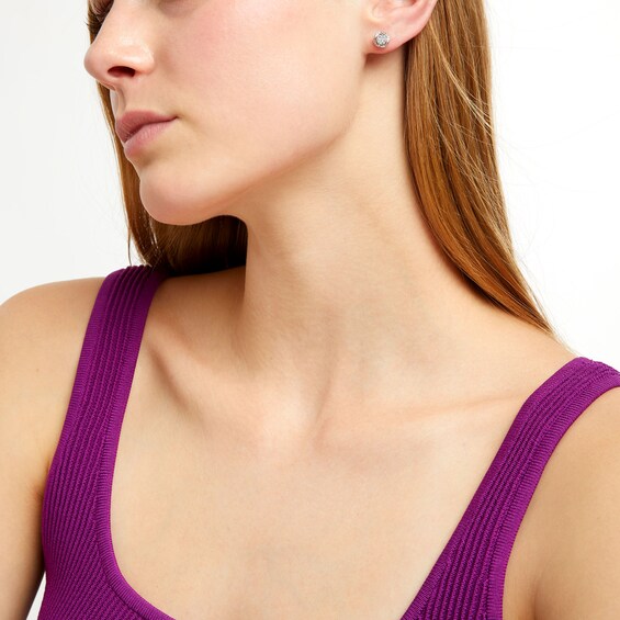 1/4 CT. T.w. Multi-Diamond Tulip Frame Stud Earrings in 10K White Gold