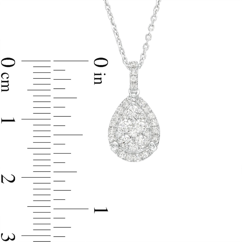 Main Image 3 of 1/2 CT. T.W. Pear-Shaped Multi-Diamond Tulip Frame Drop Pendant in 10K White Gold - 19"