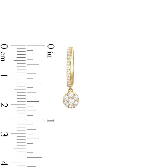 1/2 CT. T.w. Multi-Diamond Dangle Flower Drop Earrings in 10K Gold