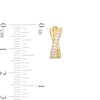 Thumbnail Image 3 of 1/5 CT. T.W. Diamond Double Row Criss-Cross Hoop Earrings in 10K Gold