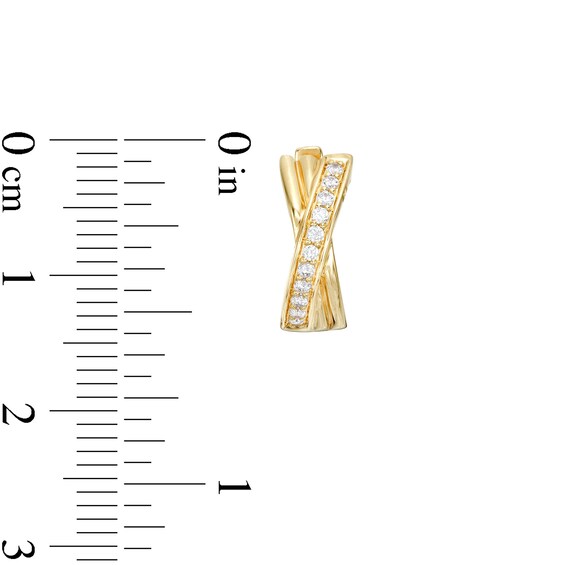 1/5 CT. T.w. Diamond Double Row Criss-Cross Hoop Earrings in 10K Gold