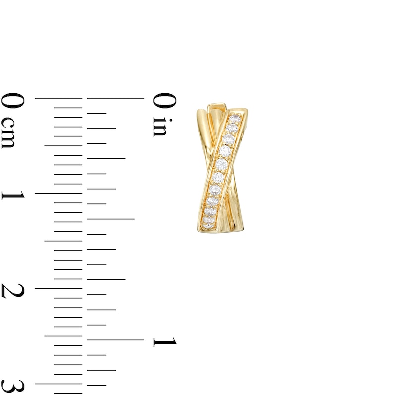 Main Image 3 of 1/5 CT. T.W. Diamond Double Row Criss-Cross Hoop Earrings in 10K Gold