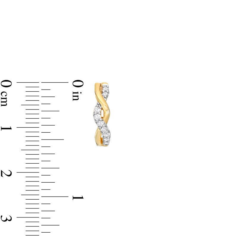 Main Image 3 of 1/5 CT. T.W. Diamond Twist Hoop Earrings in 10K Gold