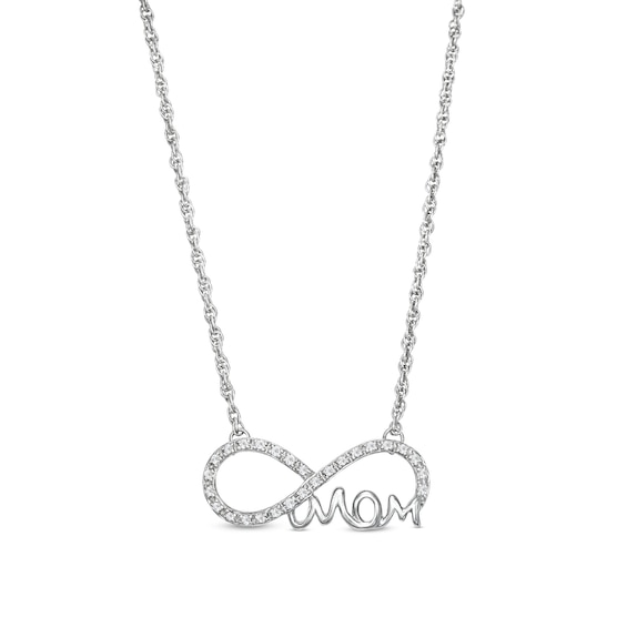 1/10 CT. T.w. Diamond Cursive Mom Infinity Necklace in Sterling Silver