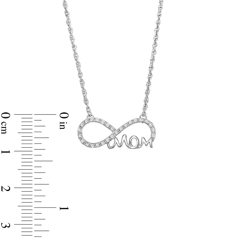 Main Image 3 of 1/10 CT. T.W. Diamond Cursive "mom" Infinity Necklace in Sterling Silver