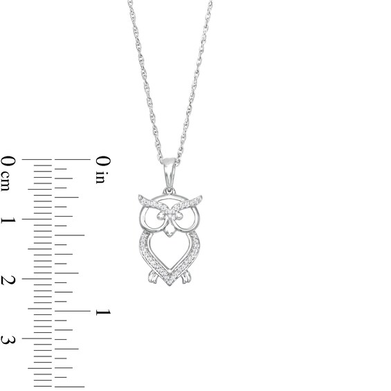 1/10 CT. T.w. Diamond Owl Outline Drop Pendant in Sterling Silver