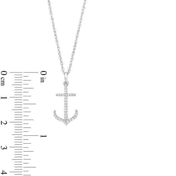 1/10 CT. T.w. Diamond Anchor Drop Pendant in Sterling Silver