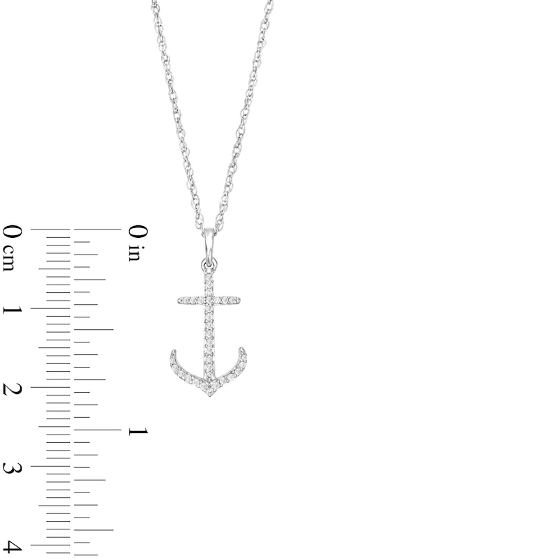 Main Image 3 of 1/10 CT. T.W. Diamond Anchor Drop Pendant in Sterling Silver