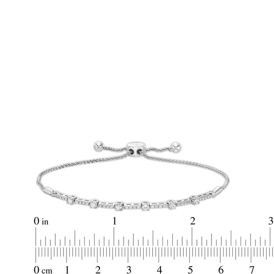1/2 CT. T.w. Diamond Station Bolo Bracelet in 10K White Gold - 9.5"