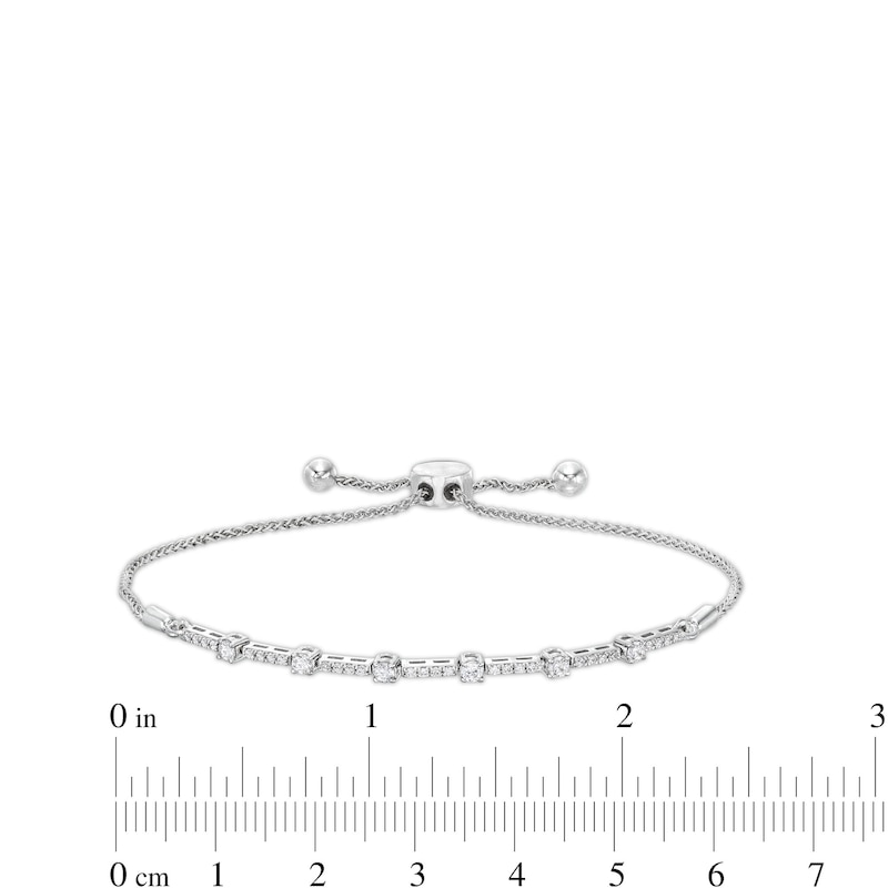 1/2 CT. T.W. Diamond Station Bolo Bracelet in 10K White Gold - 9.5"