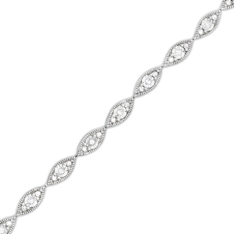 Main Image 1 of 1/6 CT. T.W. Diamond Marquise Link Art Deco-Inspired Line Bracelet in Sterling Silver - 7.25"