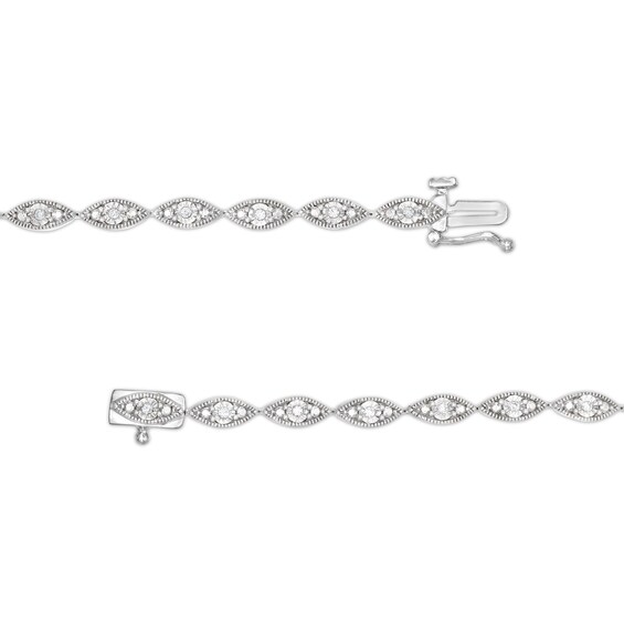 1/6 CT. T.w. Diamond Marquise Link Art Deco-Inspired Line Bracelet in Sterling Silver - 7.25"