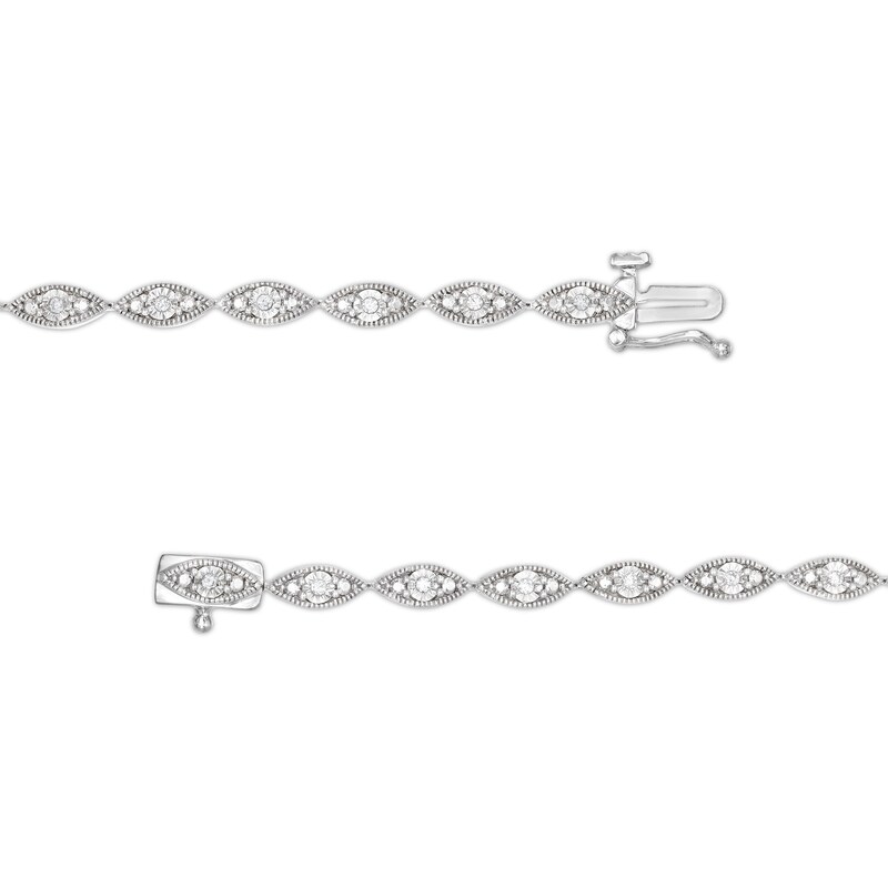 Main Image 3 of 1/6 CT. T.W. Diamond Marquise Link Art Deco-Inspired Line Bracelet in Sterling Silver - 7.25"