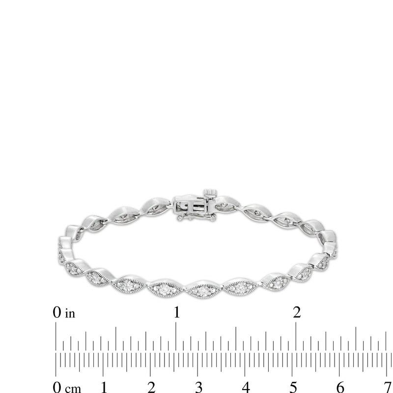 Main Image 4 of 1/6 CT. T.W. Diamond Marquise Link Art Deco-Inspired Line Bracelet in Sterling Silver - 7.25"
