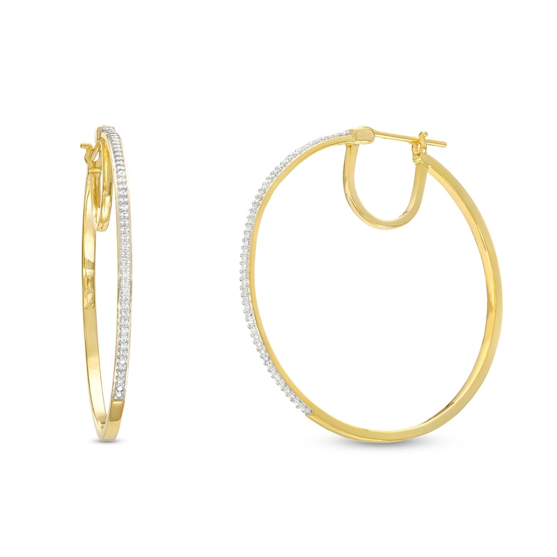 Main Image 1 of 1/4 CT. T.W. Diamond Hoop Earrings in 10K Gold