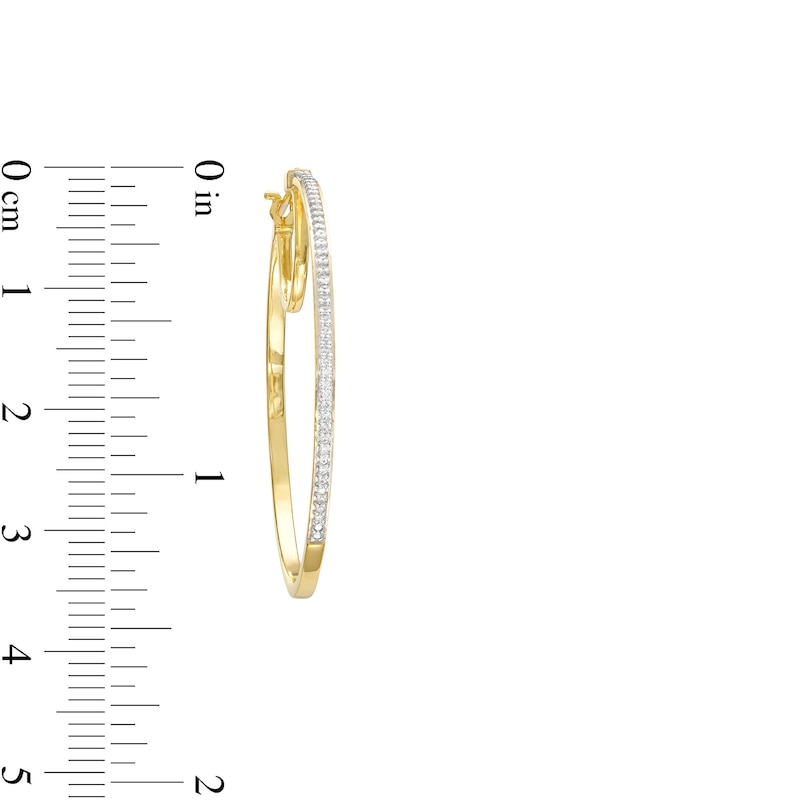 Main Image 3 of 1/4 CT. T.W. Diamond Hoop Earrings in 10K Gold