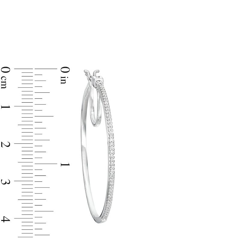 Main Image 3 of 1/4 CT. T.W. Diamond Hoop Earrings in 10K White Gold