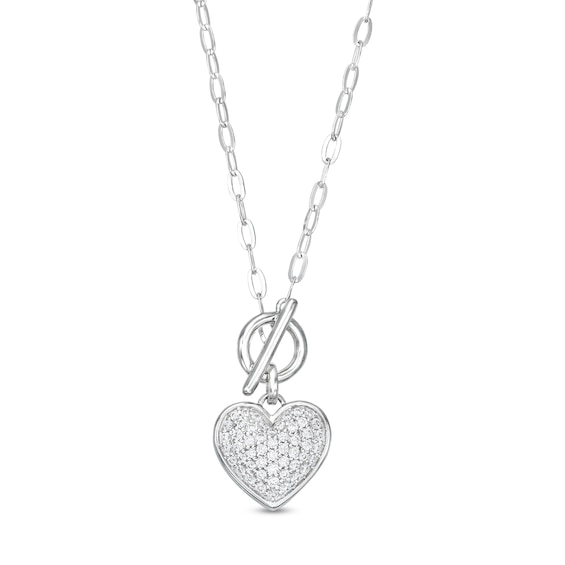 1/4 CT. T.w. Diamond PavÃ© Toggle Heart Dangle Necklace in Sterling Silver - 20"