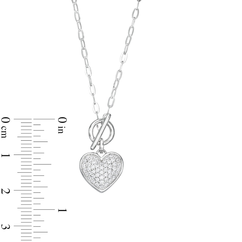 1/4 CT. T.W. Diamond Pavé Toggle Heart Dangle Necklace in Sterling Silver - 20"