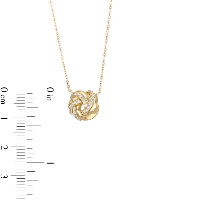 Main Image 3 of 1/10 CT. T.W. Diamond Love Knot Necklace in 10K Gold - 17"