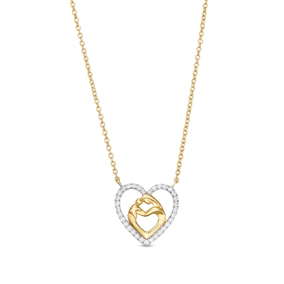 1/10 CT. T.w. Diamond Motherly Love Heart Necklace in 10K Gold - 17"