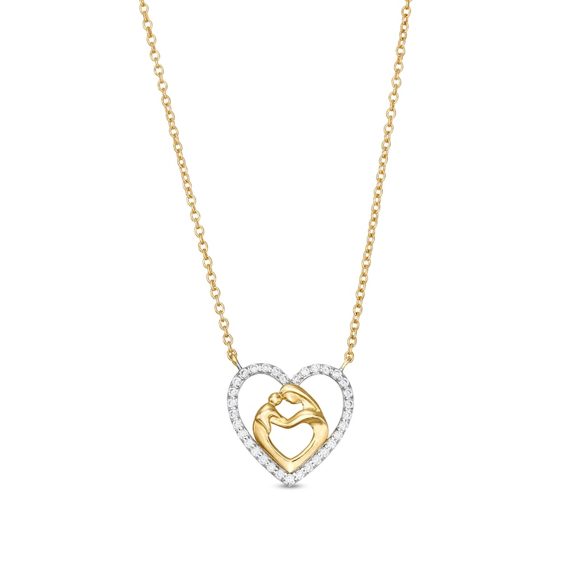Main Image 1 of 1/10 CT. T.W. Diamond Motherly Love Heart Necklace in 10K Gold - 17"