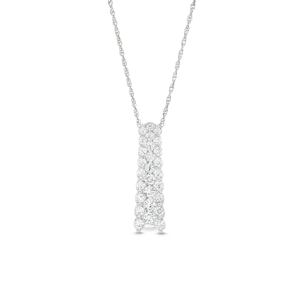 1 CT. T.w. Certified Lab-Grown Diamond Scallop Edge Linear Graduating Pendant in 14K White Gold (F/Si2)