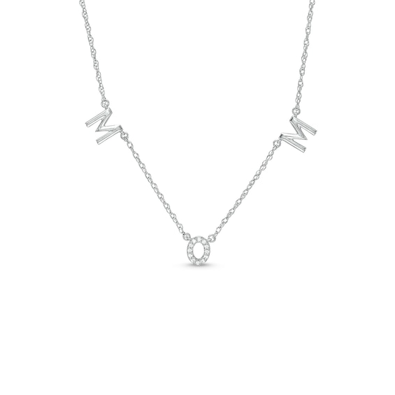 1/20 CT. T.w. Diamond Mom Letter Station Necklace in Sterling Silver