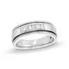 Thumbnail Image 1 of Men's Vera Wang Love Collection 1/4 CT. T.W. Baguette Diamond Deep Groove Wedding Band in 14K White Gold