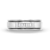 Thumbnail Image 4 of Men's Vera Wang Love Collection 1/4 CT. T.W. Baguette Diamond Deep Groove Wedding Band in 14K White Gold