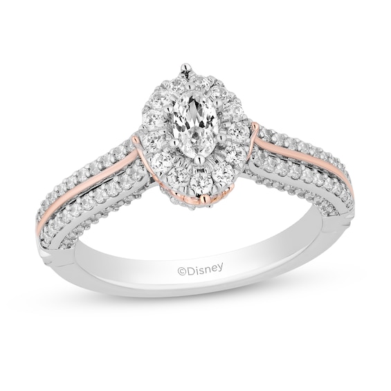 Collector's Edition Enchanted Disney 1 CT. T.w. Oval Diamond Engagement Ring in 14K Two-Tone Gold