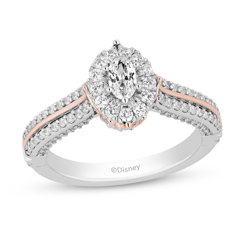 Main Image 1 of Collector's Edition Enchanted Disney 1 CT. T.W. Oval Diamond Engagement Ring in 14K Two-Tone Gold