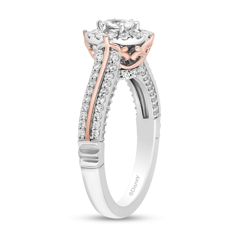 Main Image 2 of Collector's Edition Enchanted Disney 1 CT. T.W. Oval Diamond Engagement Ring in 14K Two-Tone Gold