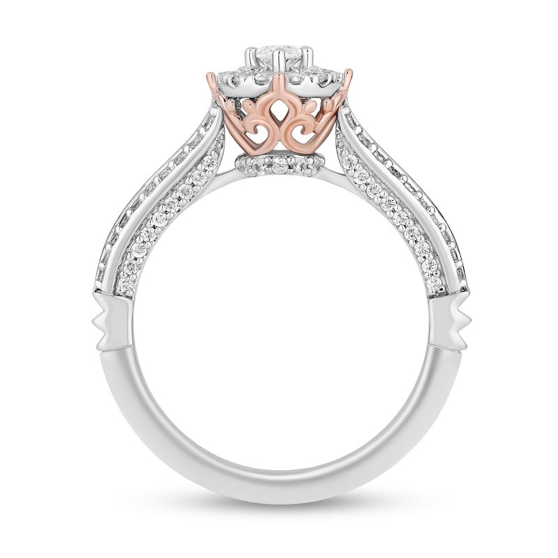 Main Image 4 of Collector's Edition Enchanted Disney 1 CT. T.W. Oval Diamond Engagement Ring in 14K Two-Tone Gold