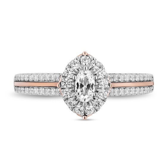 Collector's Edition Enchanted Disney 1 CT. T.w. Oval Diamond Engagement Ring in 14K Two-Tone Gold